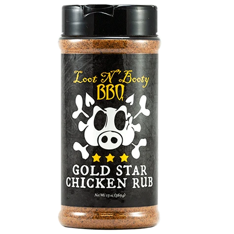 Loot N Booty "Gold Star Chicken" Rub Shaker Loot N Booty "Gold Star Chicken" Rub Shaker -Traeger Pellet Grills LOOT N BOOTY GOLD STAR CHICKEN RUB 475X475