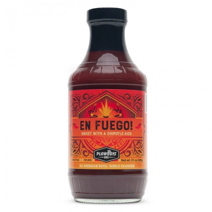 Plowboys "En Fuego" BBQ Sauce Plowboys "En Fuego" BBQ Sauce -Traeger Pellet Grills PF02012 plowboys bbq en fuego sauce bottle