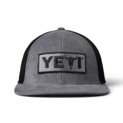 YETI "Steer" Flat Brim Hat -Traeger Pellet Grills W M Hat Steer Flat Brim Gray Front 2280 B
