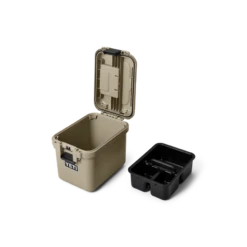 YETI "LoadOut" GoBox 15 Gear Box -Traeger Pellet Grills YETI Wholesale Loadout GoBox 15 Tan 3qtr Open 1299 B
