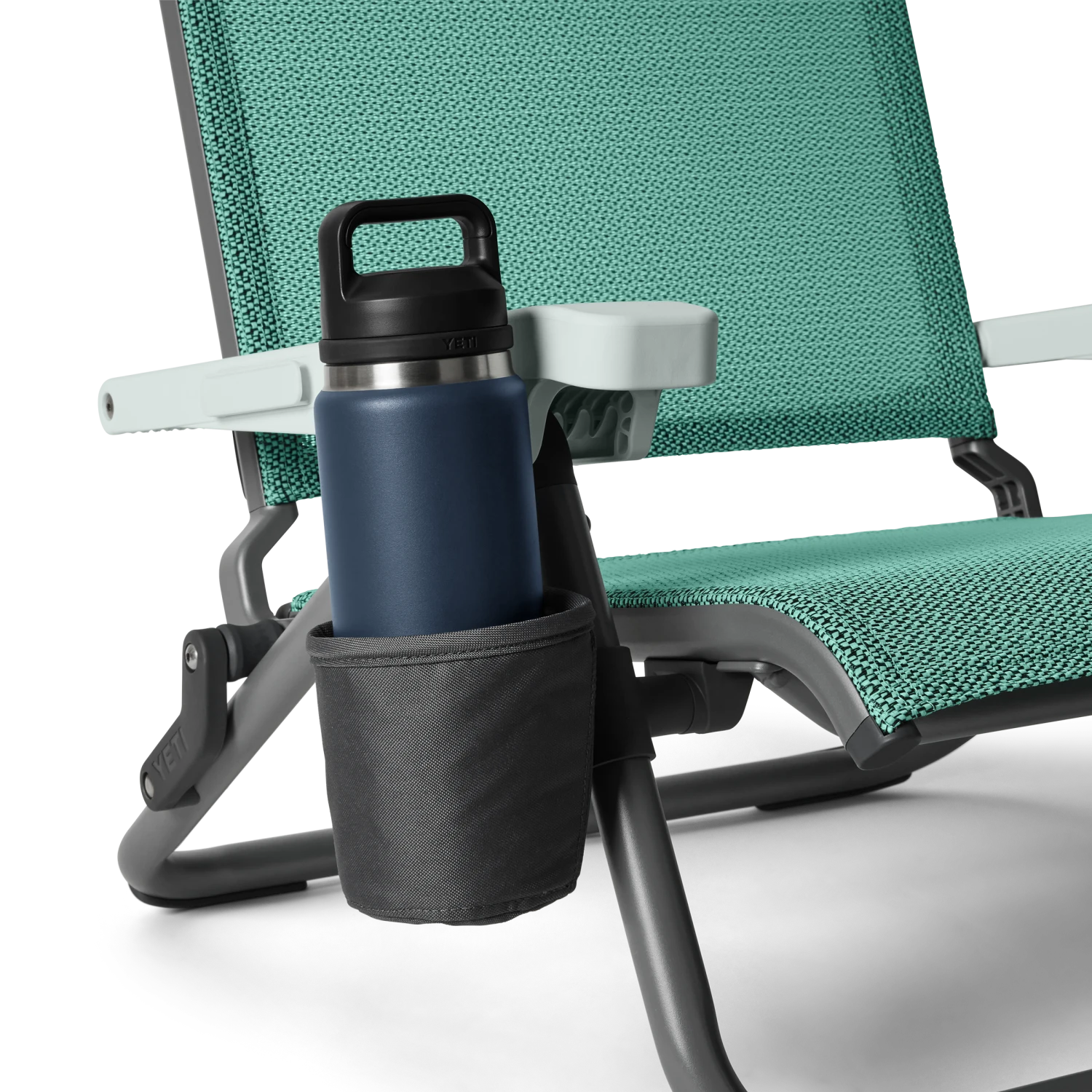 YETI "Hondo" Beach Chair -Traeger Pellet Grills site studio outdoor Hondo Beach Chair Seafoam Cup Holder Detail Navy 113 Primary B 2400x2400 72578d7b 24fc 457b 8273 0387847711f4