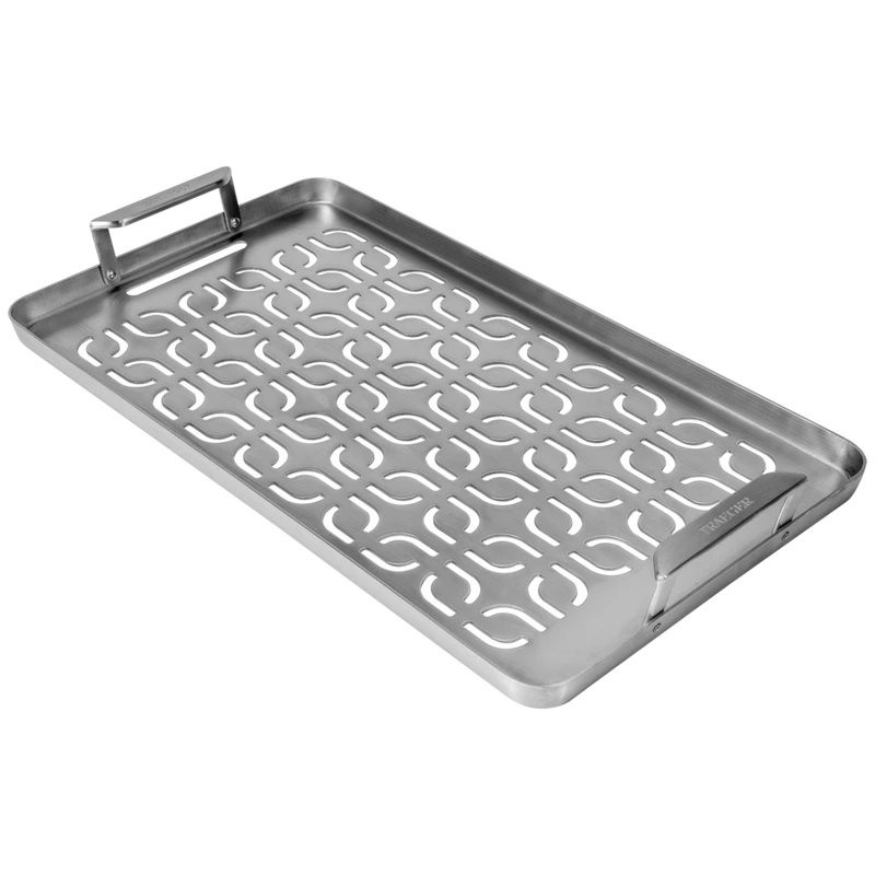 Traeger "ModiFIRE Fish & Veggie Stainless Steel Grill Tray" Traeger "ModiFIRE Fish & Veggie Stainless Steel Grill Tray" -Traeger Pellet Grills traeger modifire fish veggie tray studio angle