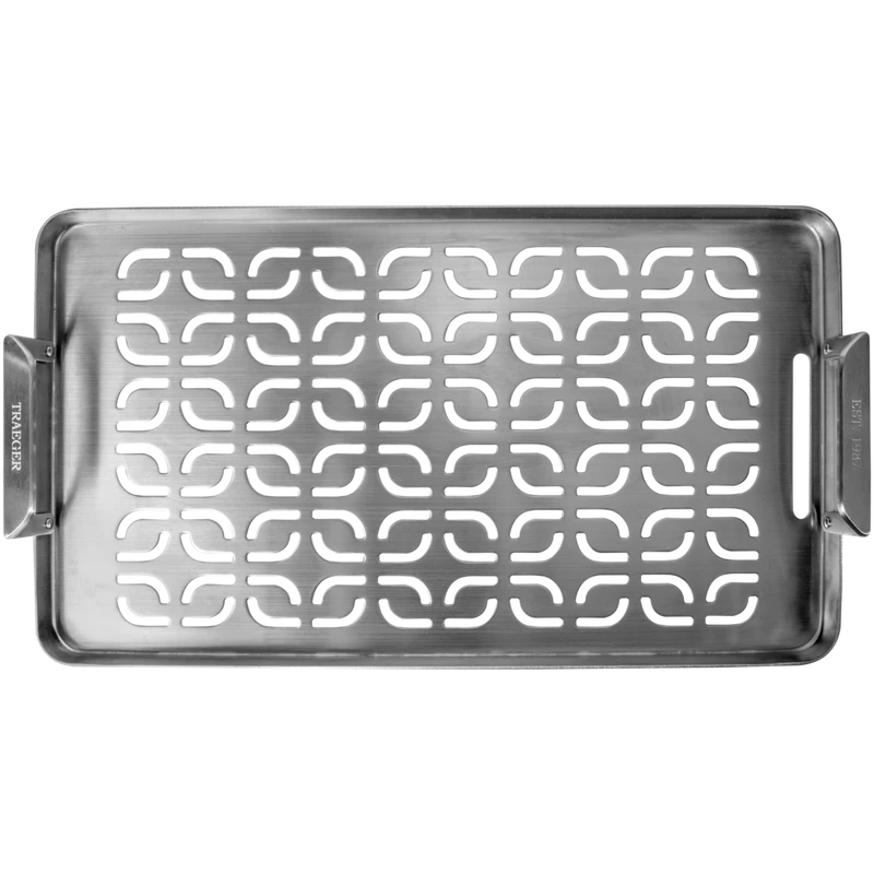 Traeger "ModiFIRE Fish & Veggie Stainless Steel Grill Tray" Traeger "ModiFIRE Fish & Veggie Stainless Steel Grill Tray" -Traeger Pellet Grills traeger modifire fish veggie tray studio front